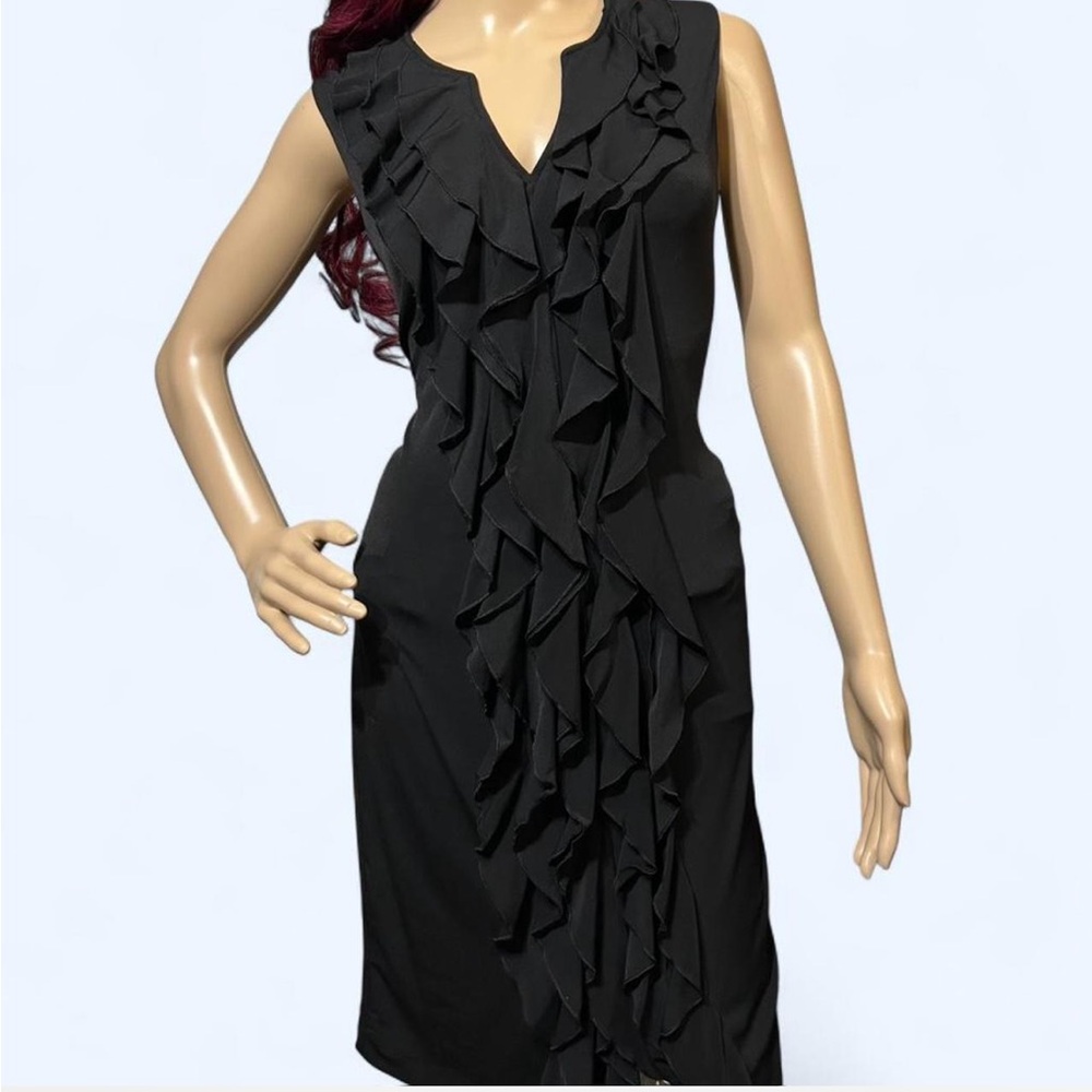 Calvin Klein Black Ruffle Midi Dress